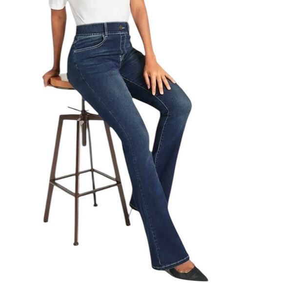 Betabrand Blue Denim Leggings High Rise Flare Bootcut Jeans Size Medium - Picture 2 of 9